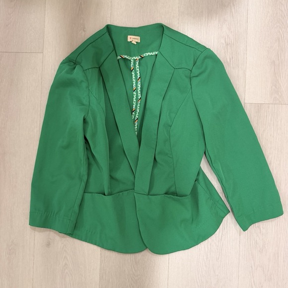 Daniel Cremieux Jackets & Blazers - Cremieux Womens Size 10 Green Open Front Blazer 3/4 Sleeve Career Preppy